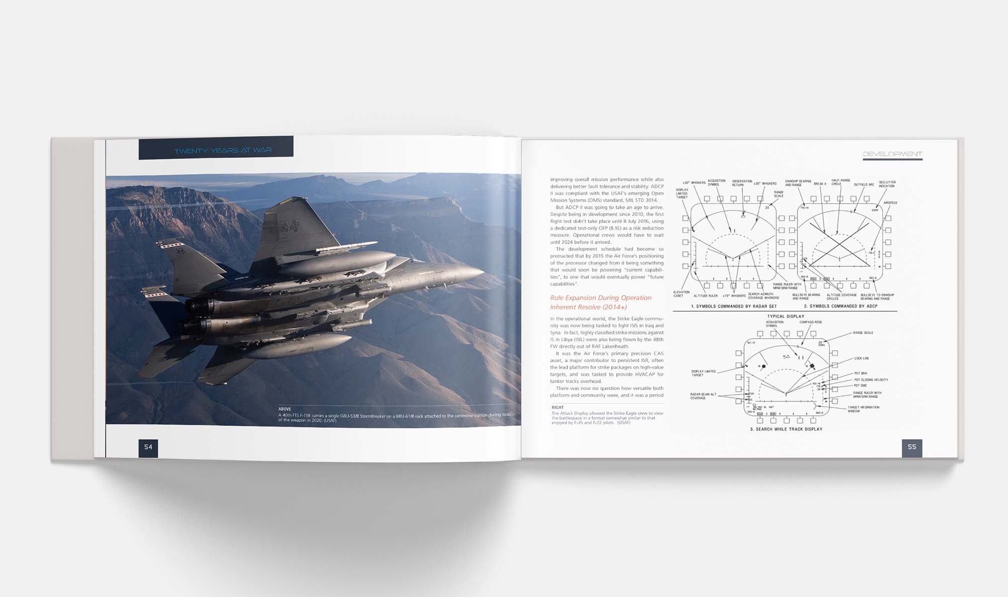 Twenty Years at War spread combining Strike Eagle photography with radar display diagrams